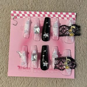 Pink and Black Nail Art Set